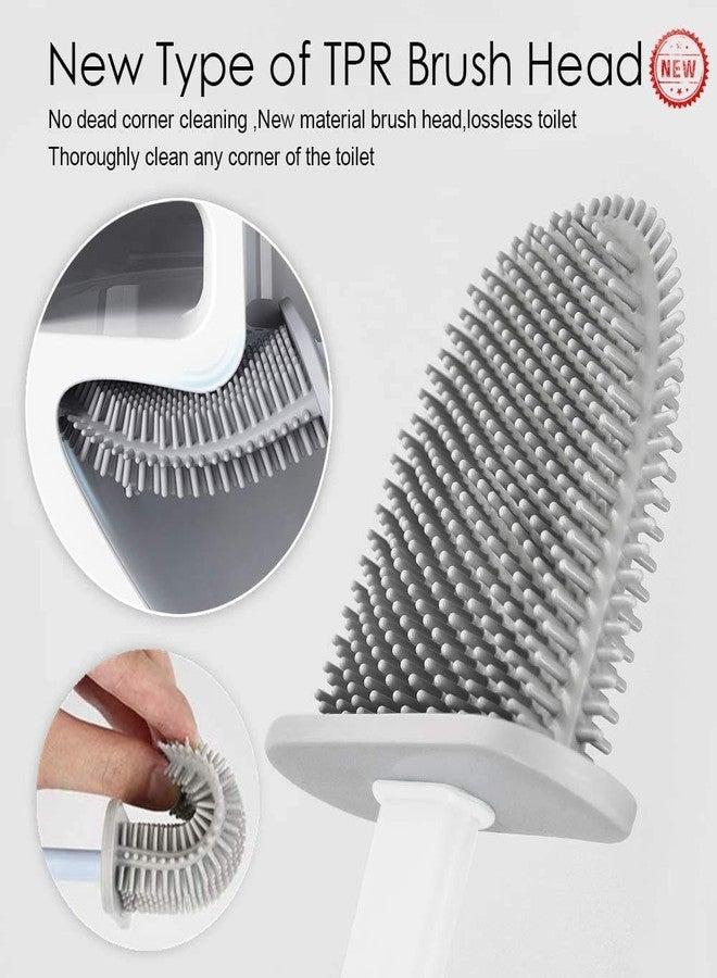 EAYIRA Silicone Toilet Brush with Holder Stand, Brush for Bathroom Cleaning with Long Plastic Handle, Cleaning Silicone Brush, Silicon Flex Toilet Cleaning Brush, Quick Drying Flexible Bristles Brush - Image 3